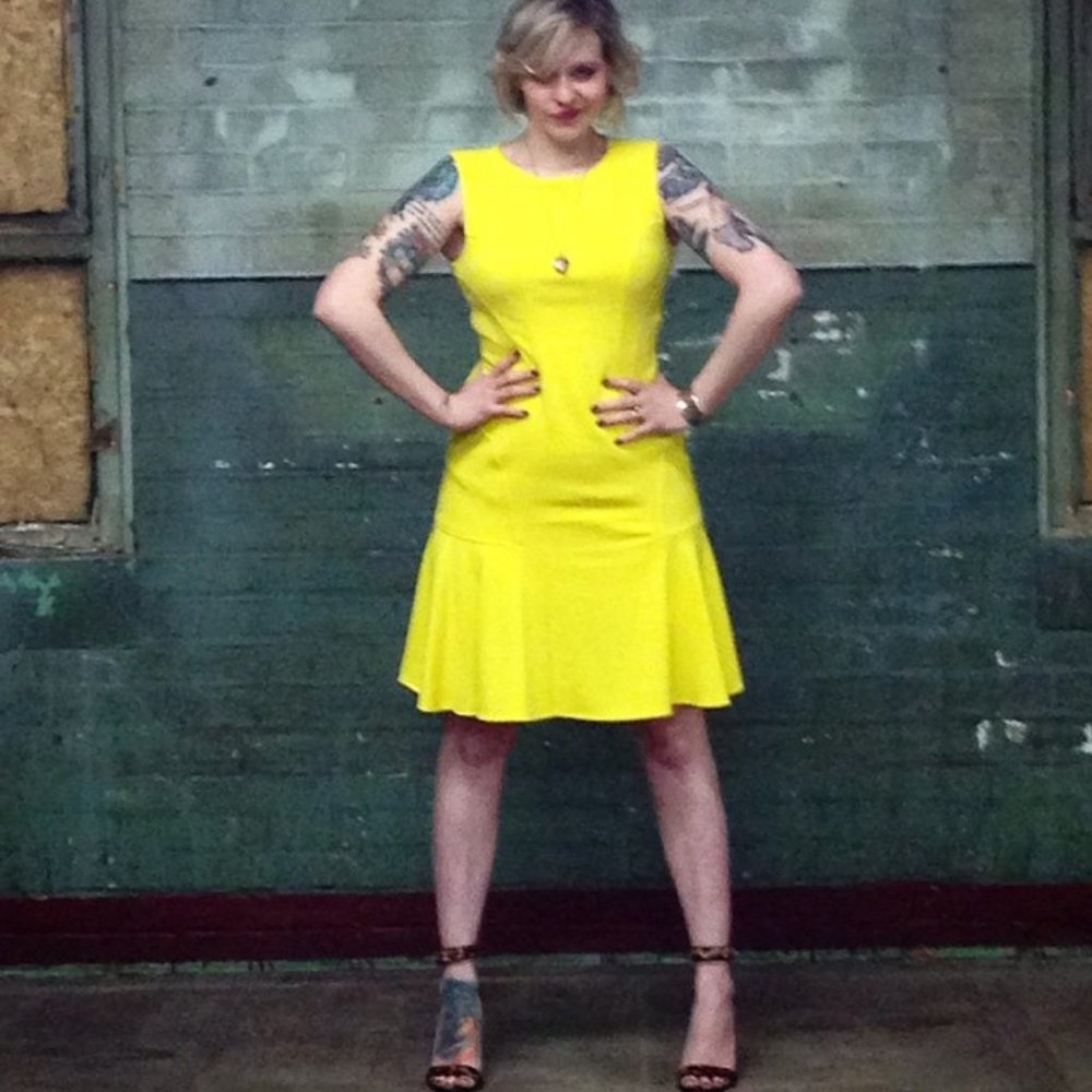 Betsey Johnson Fit and Flare Yellow Dress Size 8